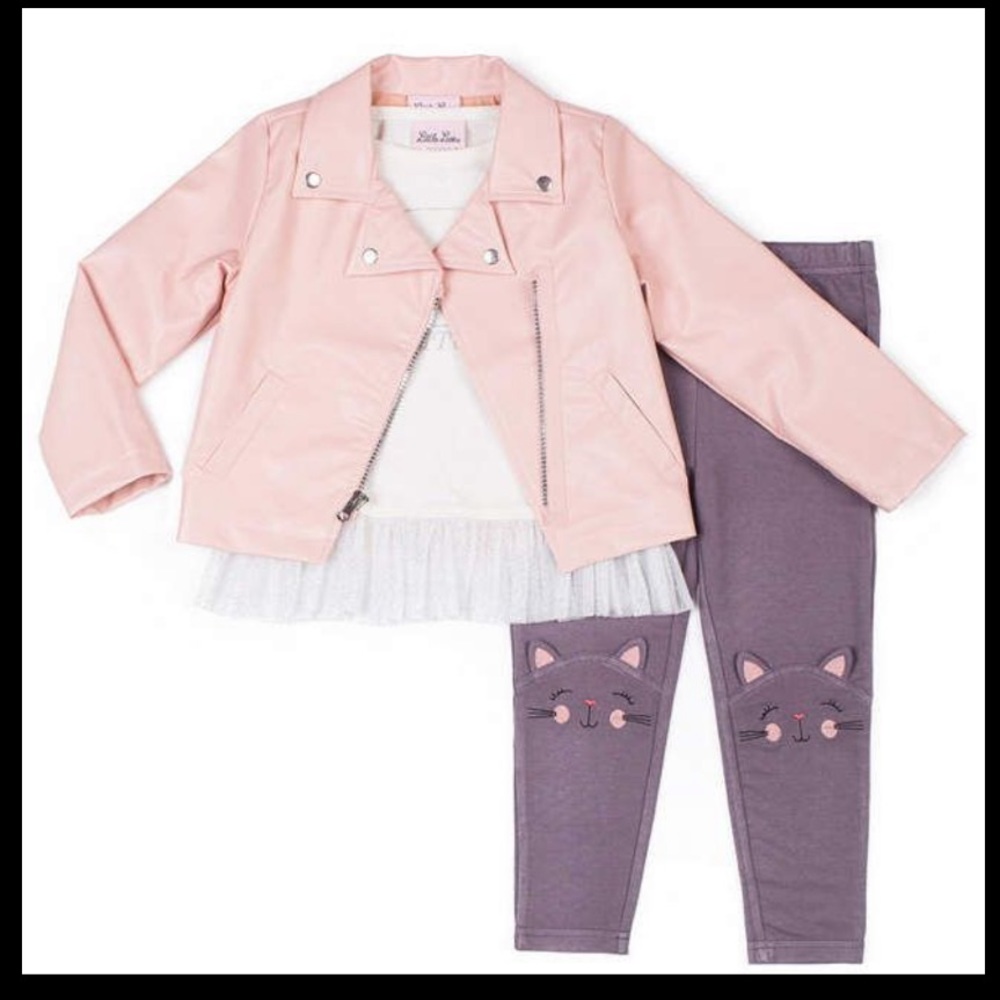 Little lass pink leather jacket size 4